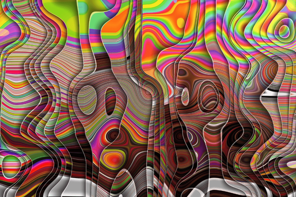illustrazione astratta con forme arzigogolate e colori intrecciati che rappresentano la complessità del cervello gifted