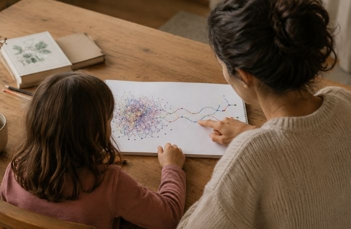 bimba gifted e mamma mentre trovano il loro modo per capire